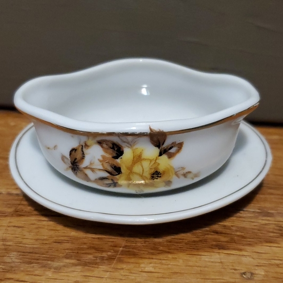 VTG & Beautiful Miniature Cream & Sugar Decor Yellow Rose Porcelain Victorian - Picture 5 of 11